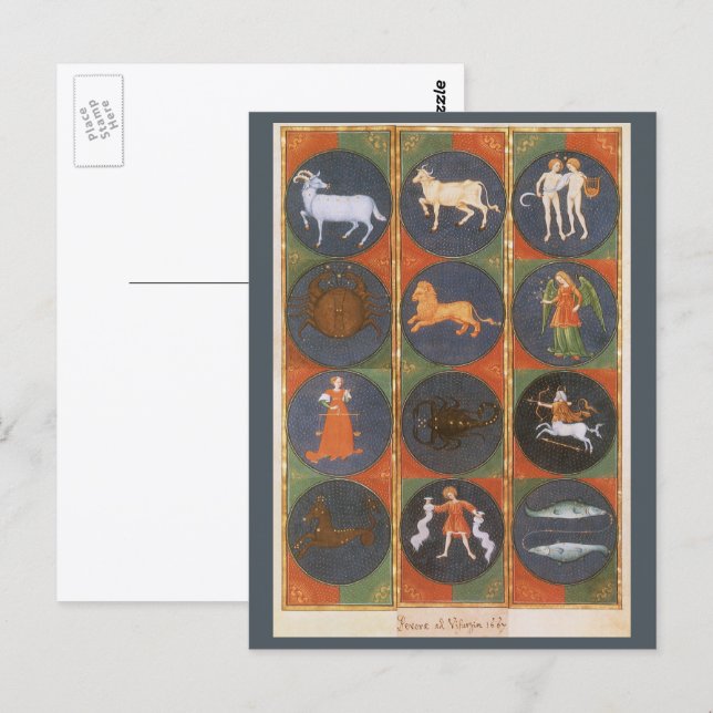 Cartão Postal Carta Zodiacal Astrológica Vintage, 1475 (Frente/Verso)