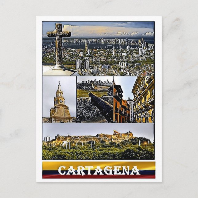 Cartão Postal Cartagena - Mosaico - Colômbia (Frente)