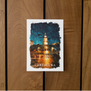 Cartão Postal Cartagena sobre a Cidade da Colômbia Noturna