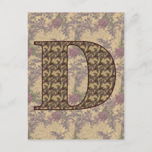 Cartão Postal Cartão-Cartão-Cartão Floral Elegante D Monograma I
