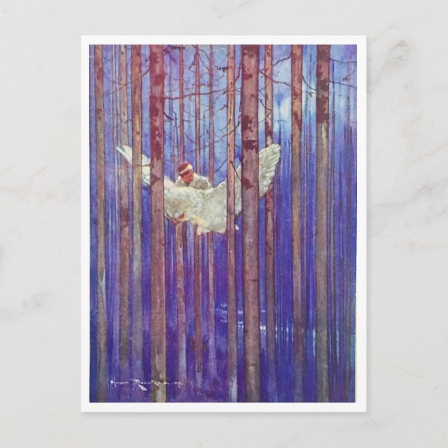 Cartão Postal Cartão-Cartão-Cartão-Pássaro Branco para Crianças  (Frente)