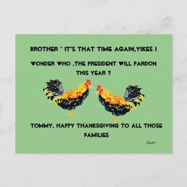 Cartão postal: Cartão de Posto de Ação de Graças (Frente)