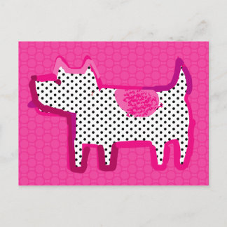 Cartão Postal "cartão digital da pintura do cão cor-de-rosa"