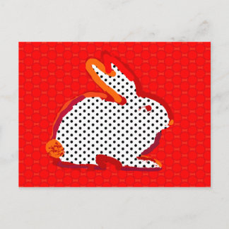 Cartão Postal "cartão digital da pintura do coelho vermelho"