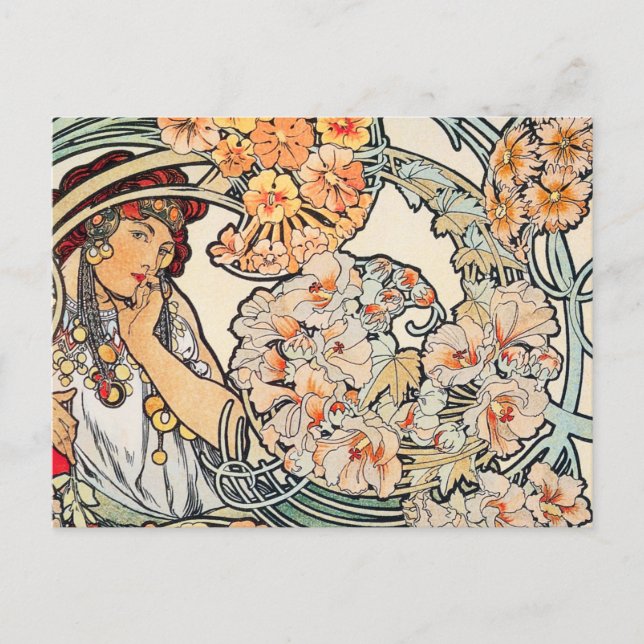 Cartão Postal Cartão: Mucha - língua das flores (Frente)