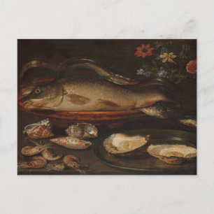 Cartão Postal Cartão-postal "A vida com peixes" de Clara Peeters