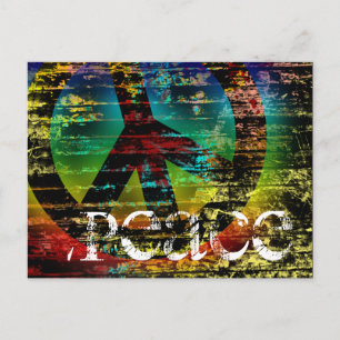 Cartão Postal Cartão-postal, Abstrato Rainbow Grunge Peace