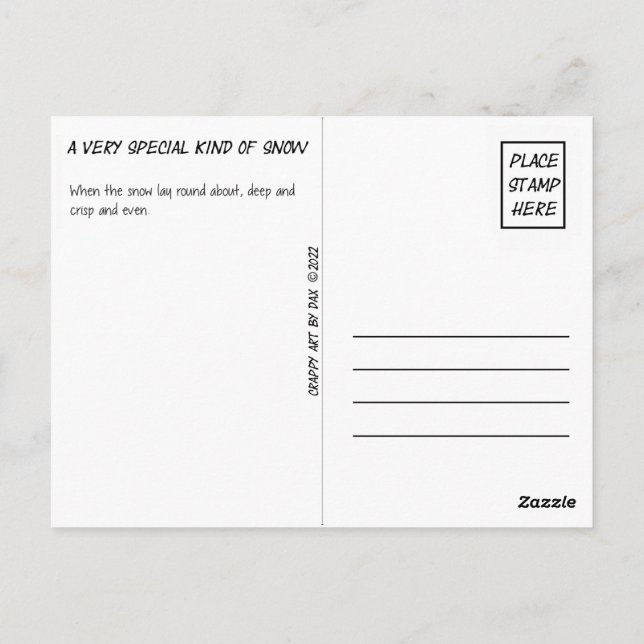 Cartão Postal Cartão-postal, Amarelo, neve, neve amarela, invern (Verso)
