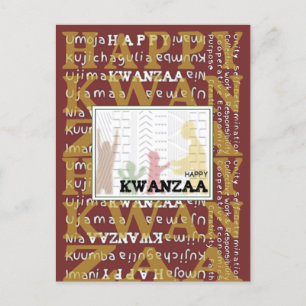 Cartão Postal Cartão-postal amarelo vermelho Kwanzaa e família