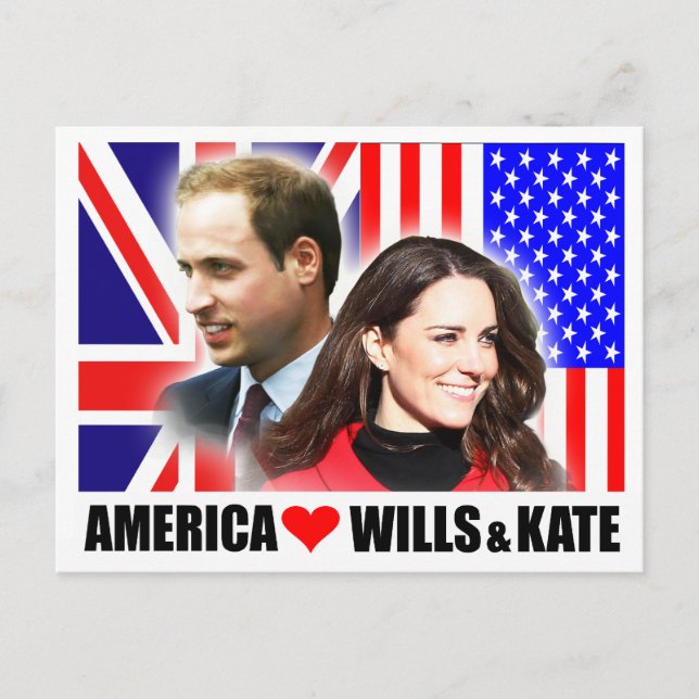 Cartão Postal Cartão-postal América Loves Wills & Kate (Frente)