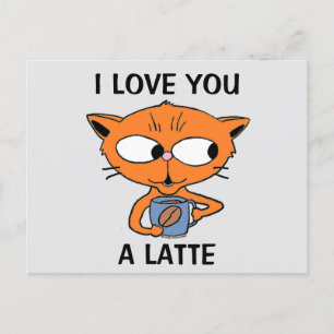 Cartão Postal Cartão-postal - Amo-TE Um LATTE Café Humoroso