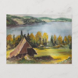 Cartão Postal Cartão-Postal Ann Hayes Pintando Chalet No Lago