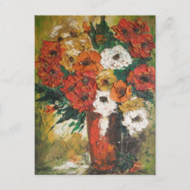 Cartão Postal Cartão-postal Ann Hayes, Pintando Flores Vermelhas