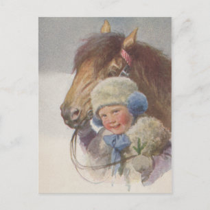 Cartão Postal Cartão-postal Antico Vintage Childs Memory Pony Ho