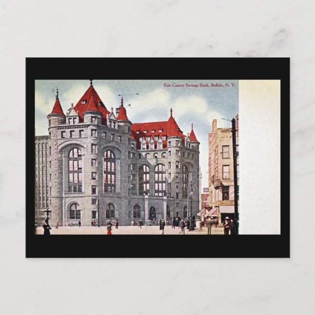 Cartão Postal Cartão-postal antigo - Banco de Poupança, Buffalo, (Frente)