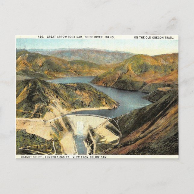 Cartão Postal Cartão-Postal Antigo - Barragem Arrow Rock, Idaho (Frente)