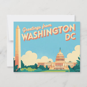 Cartão Postal Cartão-postal antigo de Washington DC   Saudações 
