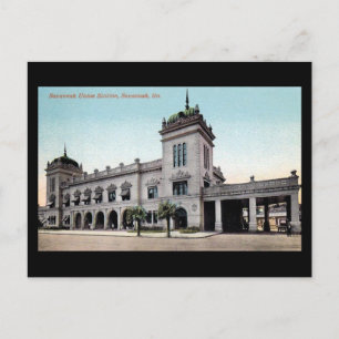 Cartão Postal Cartão-postal antigo - Estação Savannah Union