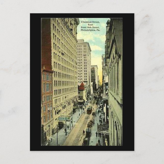 Cartão Postal Cartão-postal antigo - Filadélfia, Rua Chestnut (Frente)