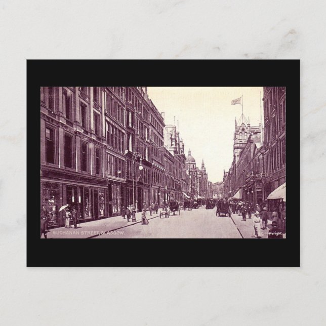 Cartão Postal Cartão-postal antigo, Glasgow, Rua Buchanan (Frente)