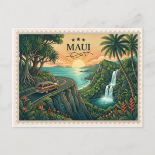 Cartão Postal Cartão-postal antigo Maui Hawaii Estrada para Hana