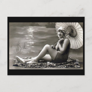 Cartão Postal Cartão-postal antigo - Menina perto do rio