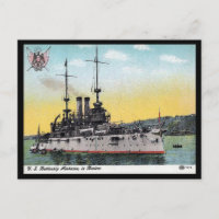 Cartão-postal antigo - navio de guerra americano "