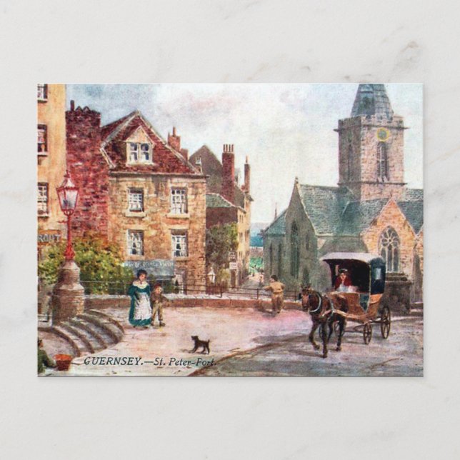 Cartão Postal Cartão-postal antigo - Rua Peter Port, Guernsey (Frente)