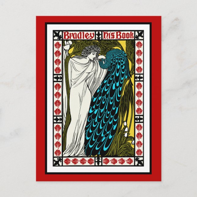 Cartão Postal Cartão-postal: Art Nouveau Peacock Trabalho de art (Frente)