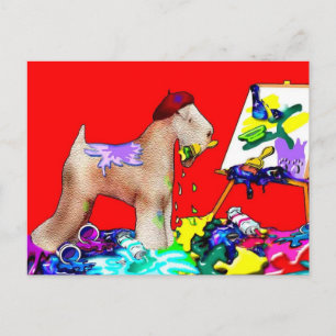 Cartão Postal Cartão-postal: Artista de Rodas Terrier (Red Bkgd)