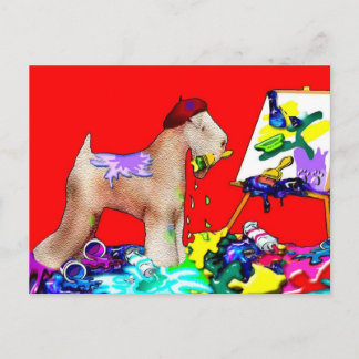 Cartão Postal Cartão-postal: Artista de Rodas Terrier (Red Bkgd)