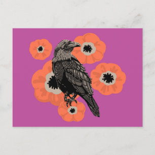 Cartão Postal Cartão-postal Autumn Raven e Anenome