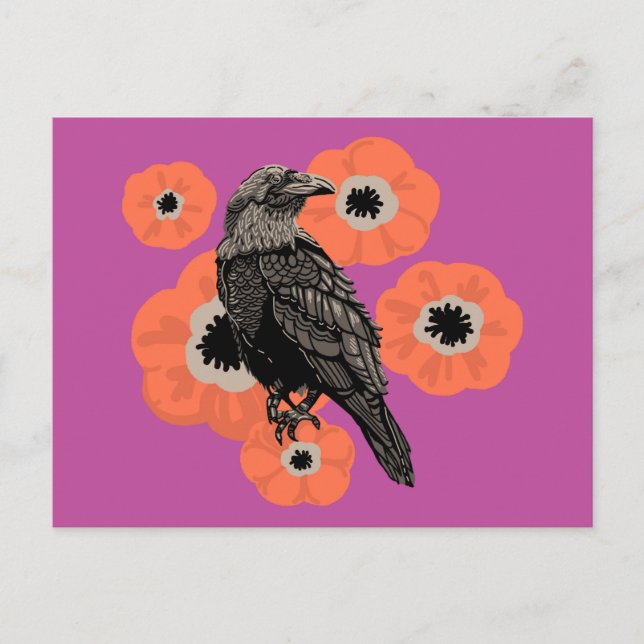 Cartão Postal Cartão-postal Autumn Raven e Anenome (Frente)