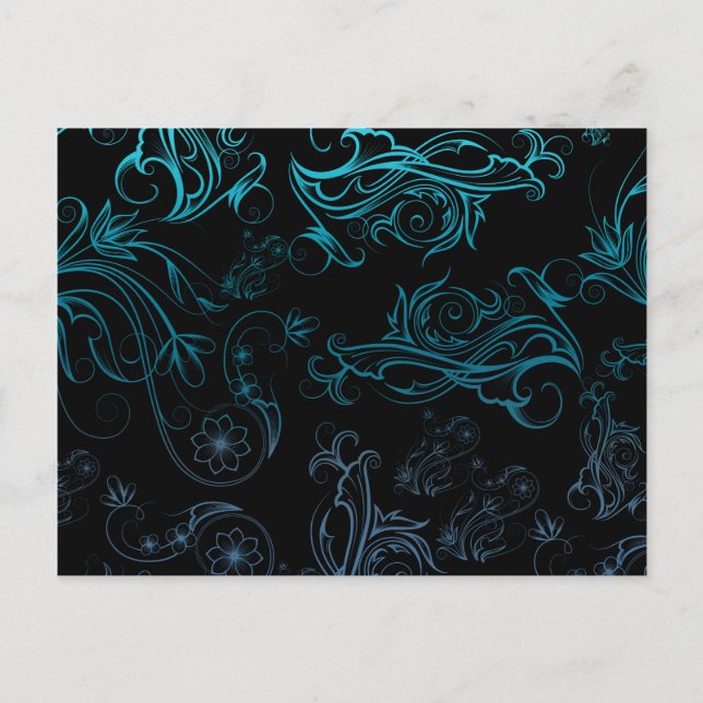 Cartão Postal Cartão-postal Azul Floral (Frente)