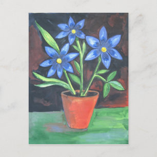 Cartão Postal Cartão-postal Azul Flores