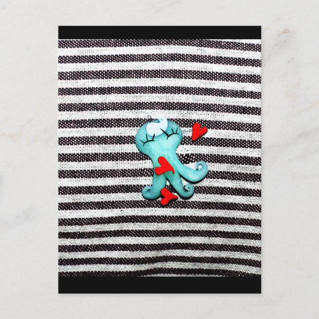 Cartão Postal Cartão-postal Azul Octopoda preto e branco de cora (Frente)