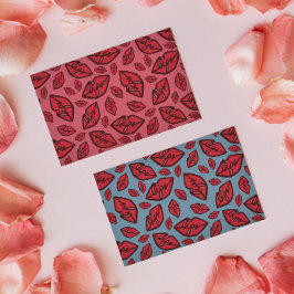 Cartão Postal Cartão-postal azul padrão para Lábios engraçados