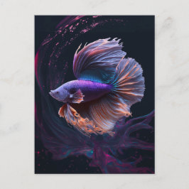 Cartão Postal Cartão-postal Bela Abstrato Roxo Betta Fish