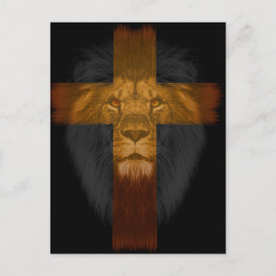 Cartão Postal Cartão-postal Black Background Cross/Lion