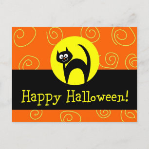 Cartão Postal Cartão-postal Black Cat Halloween