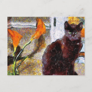 Cartão Postal Cartão-postal Black Cat Van Gogh