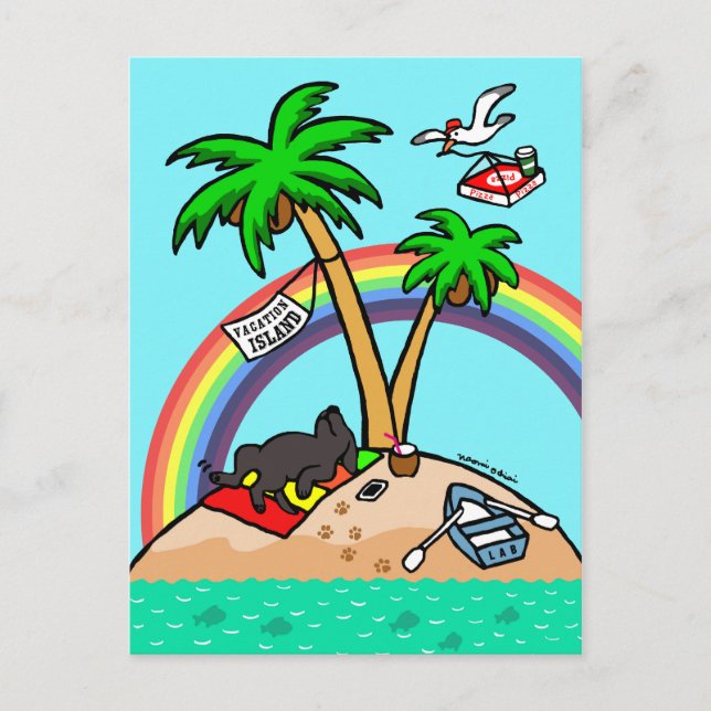 Cartão Postal Cartão-postal Black Labrador da Ilha Vacina (Frente)