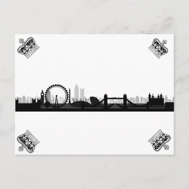 Cartão Postal Cartão-postal Black & White Crown London (Frente)