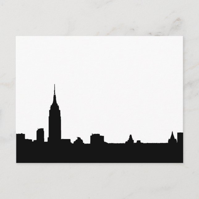 Cartão Postal Cartão-postal Black White Pop Art New York Silhouk (Frente)