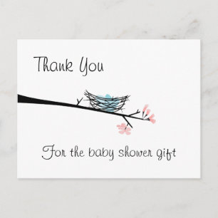 Cartão Postal Cartão-postal Blossom Branch e Nest Obrigado