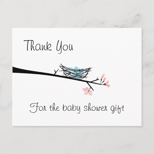 Cartão Postal Cartão-postal Blossom Branch e Nest Obrigado (Frente)