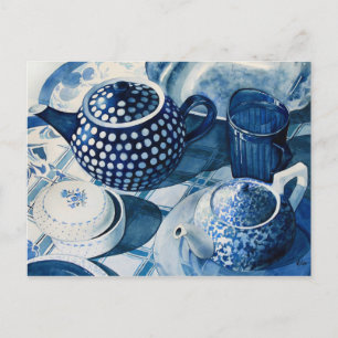 Cartão Postal Cartão-postal Blue China Dishes