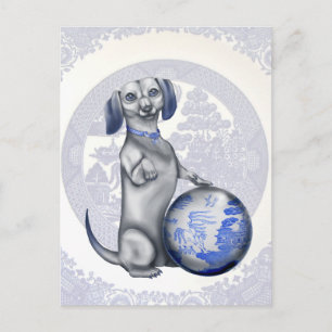 Cartão Postal Cartão-postal Blue Willow Dachshund