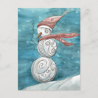 Cartão Postal Cartão-postal Blustery Snowman