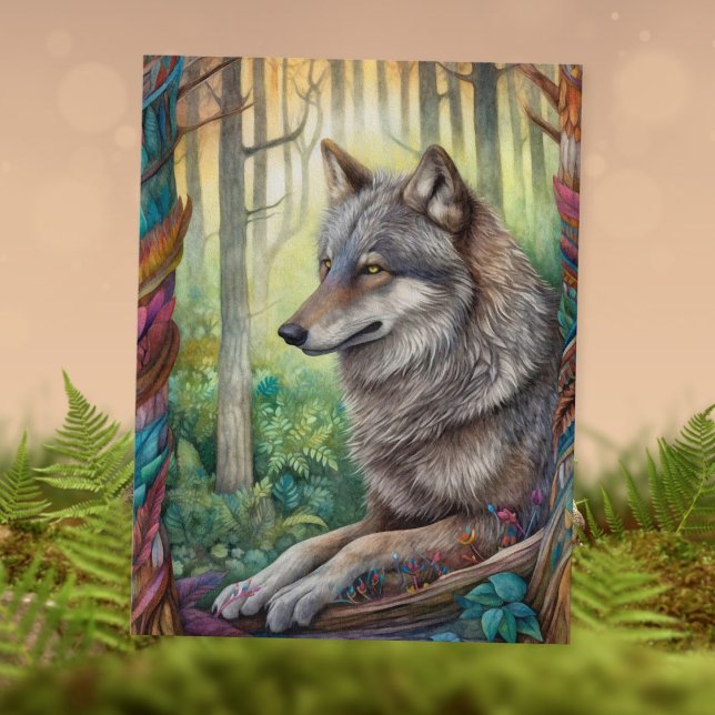 Cartão Postal Cartão-postal Boho Wolf (Criador carregado)
